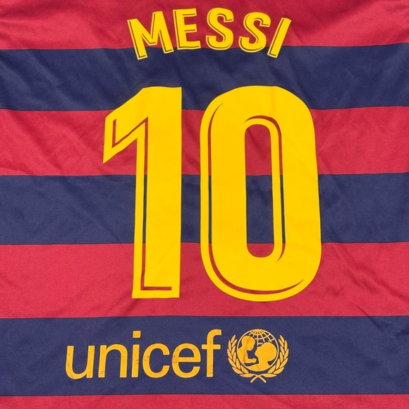 FC Barcelona Messi 10 Soccer Jersey Qatar Airways UNICEF Barca Mens XL - Picture 7 of 12